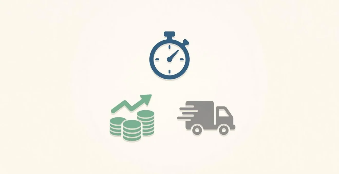 Illustration symbolisant les gains de temps et d'argent avec un service de mécanique mobile.